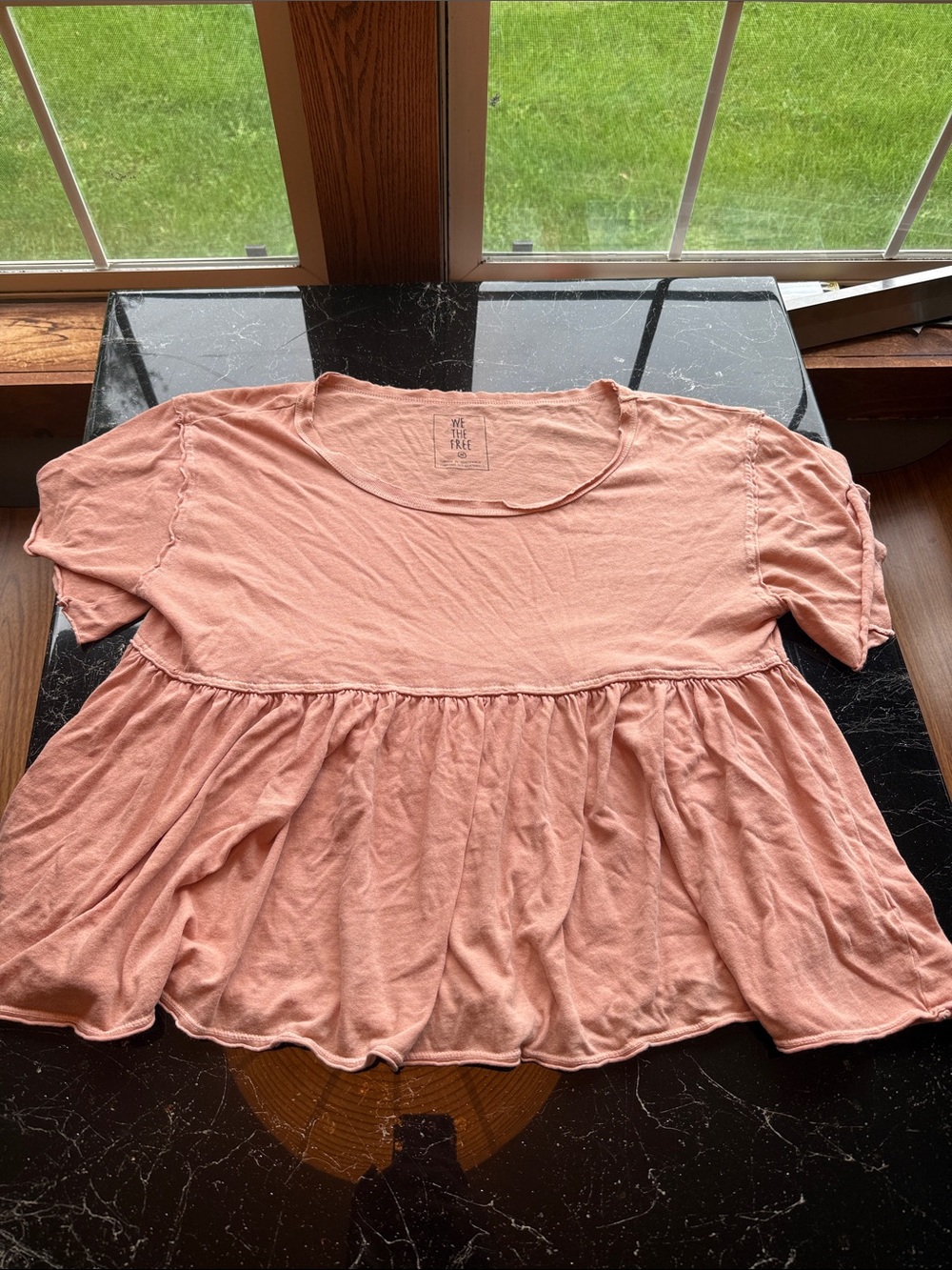 We The Free Dusty Pink Peplum Short Sleeve Tunic